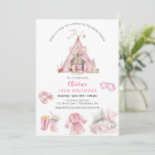 Sleepover Verjaardag Tiener meisje Party uitnodigi Kaart (Staand voorkant)