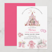 Sleepover Verjaardag Tiener meisje Party uitnodigi Kaart (Voorkant / Achterkant)