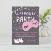 SLEEPOVER VERJAARDAGSFEEST KAART (Staand voorkant)