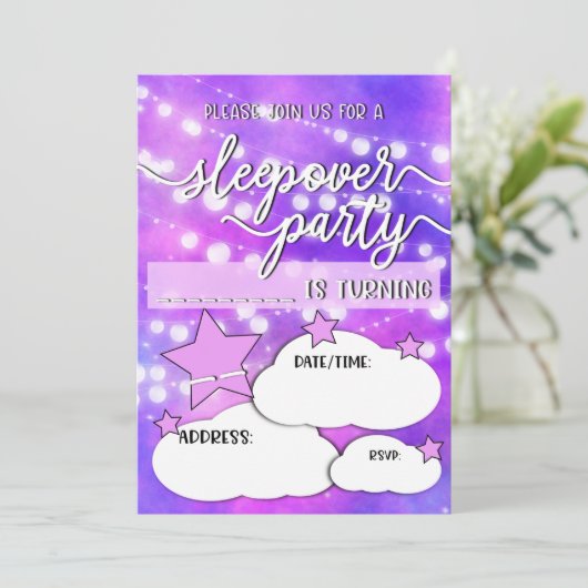  Sleepover verjaardagsfeestje Kaart (Staand voorkant)