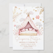 Sleepover verjaardagsfeestje kaart (Voorkant)