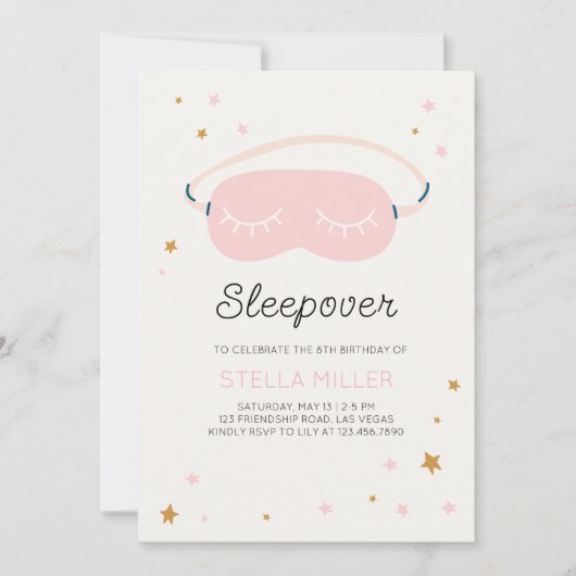 Sleepover Verjaardagsfeestuitnodiging Kaart (Voorkant)