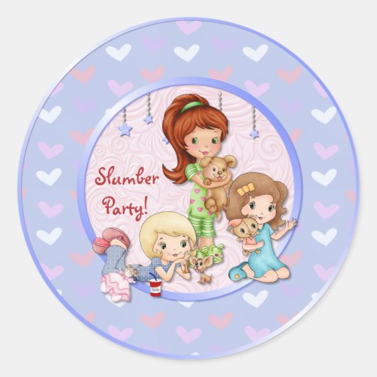 Sleepover Vrienden Slumber Plezier Ronde Sticker (Voorkant)