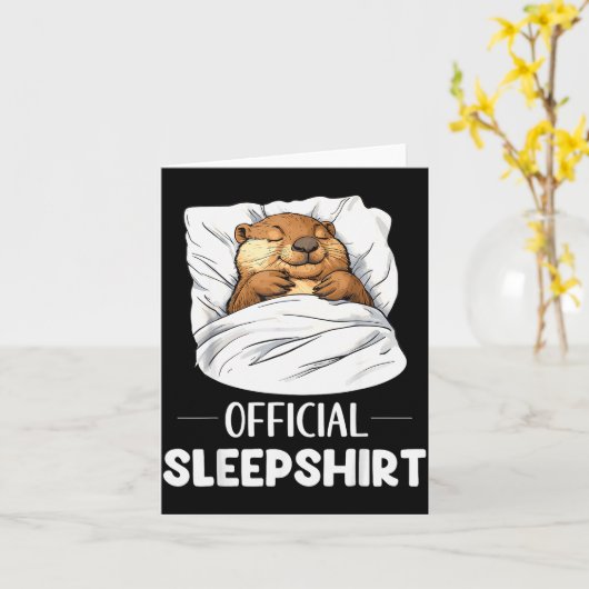 Sleepshirt Cute Sleeng Beaver Animal Lover Pajama  Kaart (Gele Bloem)