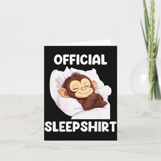 Sleepshirt Cute Sleeng Monkey Animal Lover Pajama Kaart (Voorkant)