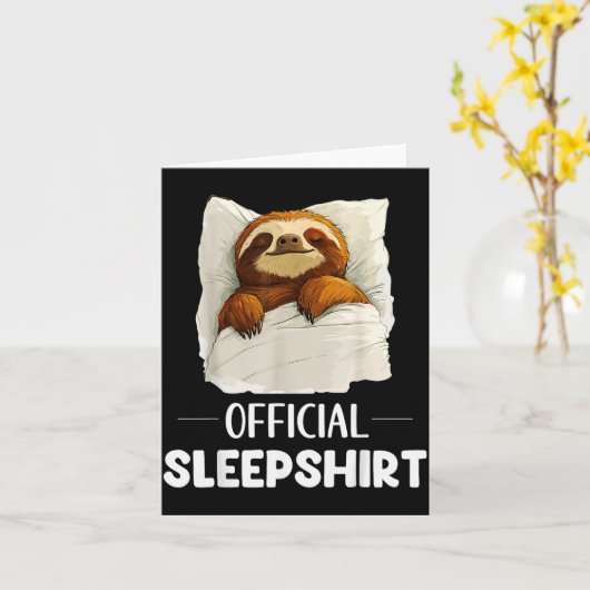 Sleepshirt Cute Sleeng Sloth Animal Lovers Pajama  Kaart (Gele Bloem)