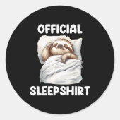 Sleepshirt Cute Sleeng Sloth Animal Lovers Pajama  Ronde Sticker (Voorkant)