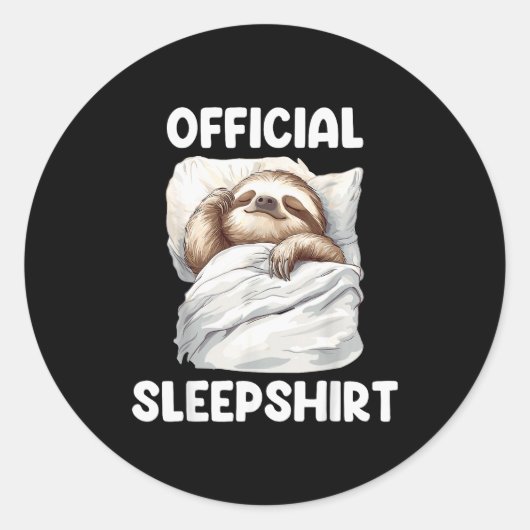 Sleepshirt Cute Sleeng Sloth Animal Lovers Pajama  Ronde Sticker (Voorkant)