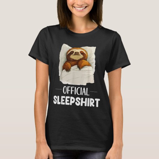 Sleepshirt Cute Sleeng Sloth Animal Lovers Pajama  T-shirt (Voorkant)