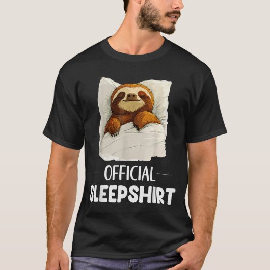 Sleepshirt Cute Sleeng Sloth Animal Lovers Pajama  T-shirt (Voorkant)