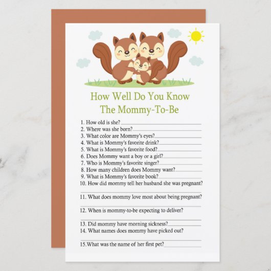 Sleepvos Hoe goed ken je het baby shower? (Voorkant / Achterkant)