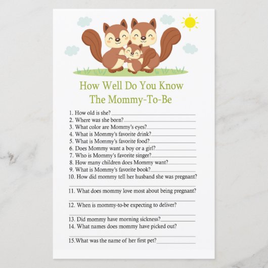 Sleepvos Hoe goed ken je het baby shower? (Voorkant)