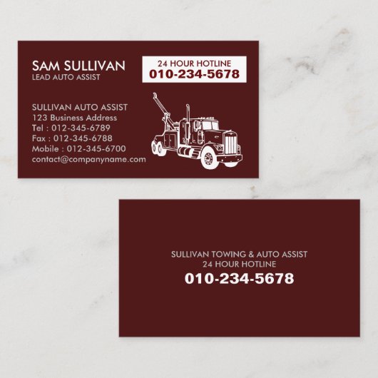 Sleepwagen Auto Assist Visitekaartje (Voorkant / Achterkant)