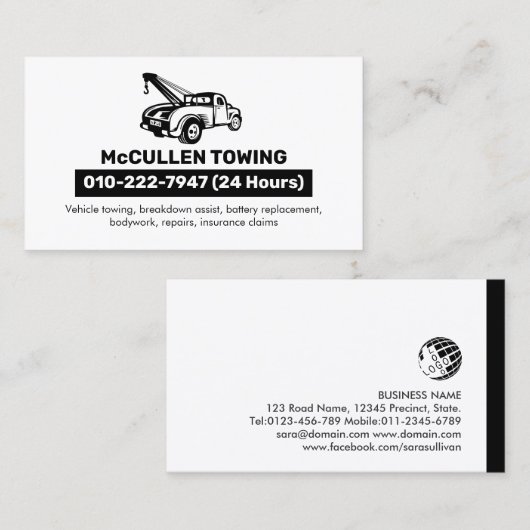 Sleepwagen Auto Assist Visitekaartje (Voorkant / Achterkant)