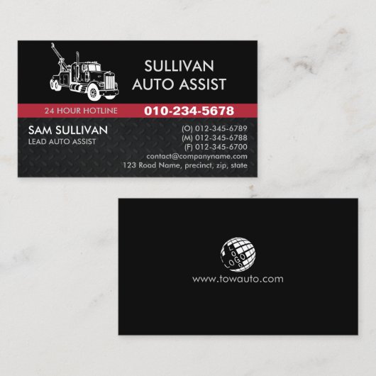 Sleepwagen Auto Assist Visitekaartje (Voorkant / Achterkant)