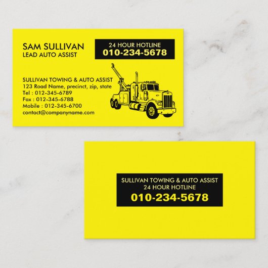 Sleepwagen Auto Assist Visitekaartje (Voorkant / Achterkant)