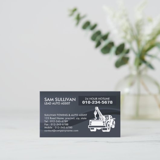 Sleepwagen Auto Assist Visitekaartje (Staand voorkant)