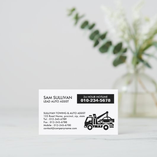 Sleepwagen Auto Assist Visitekaartje (Staand voorkant)