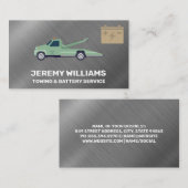 Sleepwagen en batterij | Metallic geborsteld Visitekaartje (Voorkant / Achterkant)