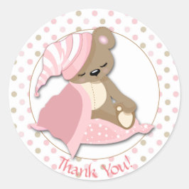 Sleepy Baby Beer Girl Shower Dank je wel Ronde Sticker