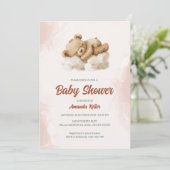 Sleepy Baby Beer Neutraal Baby shower Uitnodiging (Staand voorkant)