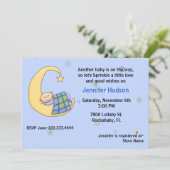 Sleepy Baby Boy Sprinkle Shower - Uitnodiging (Staand voorkant)