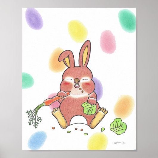 Sleepy baby bunny animal nursery poster (Voorkant)