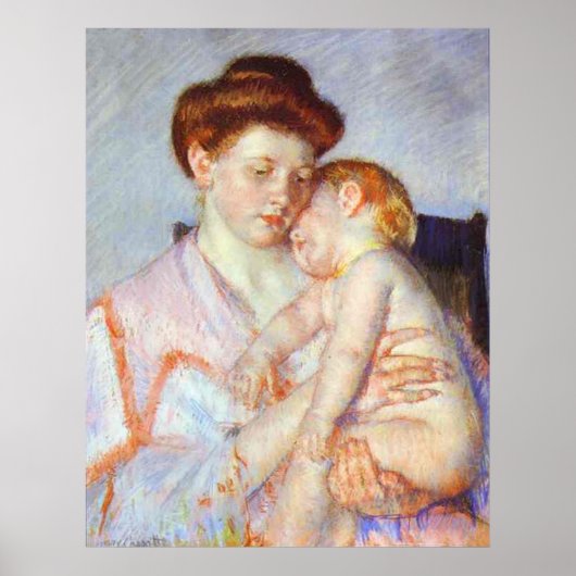 Sleepy Baby. c. 1910, Mary Cassatt Poster (Voorkant)