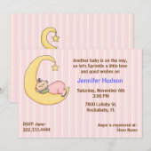 Sleepy Baby Girl Sprinkle Shower Kaart (Voorkant / Achterkant)