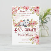 Sleepy Baby Panda Pink Cherry Blossom Baby shower Kaart (Staand voorkant)
