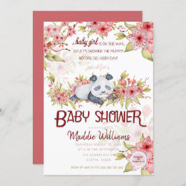 Sleepy Baby Panda Pink Cherry Blossom Baby shower Kaart