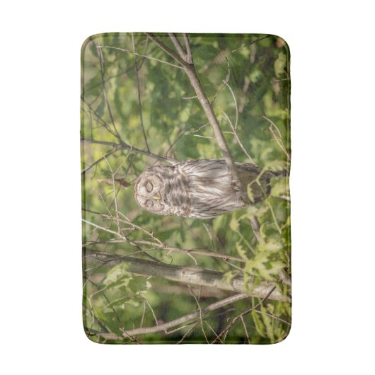 Sleepy Barred Owl Badmat (Voorkant Verticaal)
