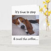 Sleepy Basset Hound Kaart (Gele Bloem)