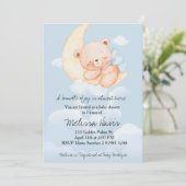 Sleepy Bear Baby Shower Invitation  Kaart (Staand voorkant)