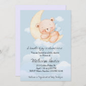 Sleepy Bear Baby Shower Invitation  Kaart (Voorkant / Achterkant)
