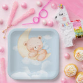 Sleepy Bear Baby Shower Paper Plates Papieren Bordje (Feest)