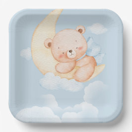 Sleepy Bear Baby Shower Paper Plates Papieren Bordje