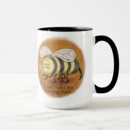 Sleepy Bee Morning Buzz met zwarte handgreep Mok