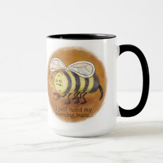 Sleepy Bee Morning Buzz met zwarte handgreep Mok
