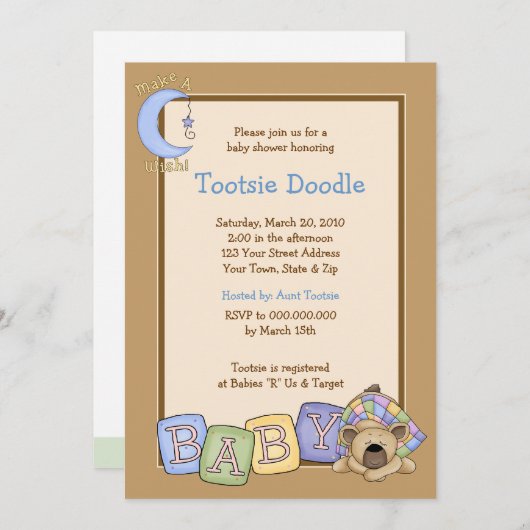 Sleepy Beer 5x7 Baby shower Uitnodiging (Voorkant / Achterkant)