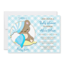 Sleepy Beer Baby Boy Shower Invitation