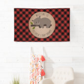 Sleepy Beer Buffalo Plaid Baby shower Welkom Spandoek (Insitu)