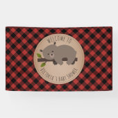 Sleepy Beer Buffalo Plaid Baby shower Welkom Spandoek (Horizontaal)