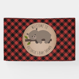 Sleepy Beer Buffalo Plaid Baby shower Welkom Spandoek