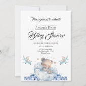 Sleepy Beer & Cloud Blue Baby shower Kaart (Voorkant)