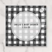 Sleepy Beer Cub Gingham Baby shower Bedankjes Labels (Achterkant)