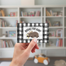 Sleepy Beer Cub Gingham Baby shower Book Request