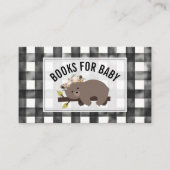 Sleepy Beer Cub Gingham Baby shower Book Request Informatiekaartje (Voorkant)