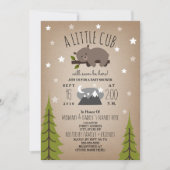 Sleepy Beer Cub Mountains Baby shower Invitation Kaart (Voorkant)
