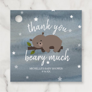 Sleepy Beer Cub Waterverf Sterren Baby shower Bedankjes Labels